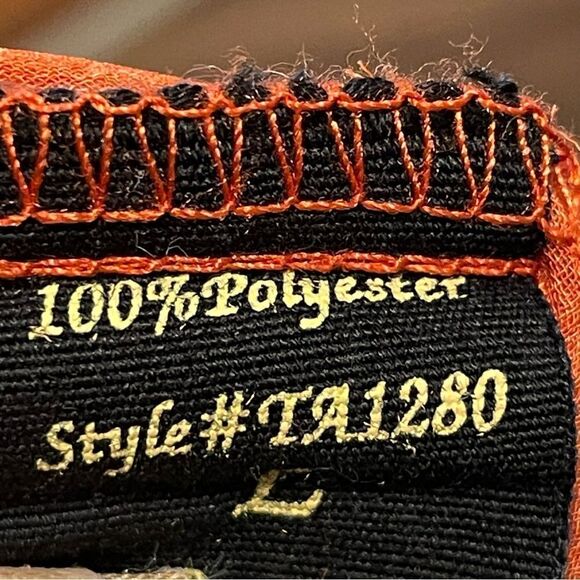 Edge Lightweight Sheer Printed Sleeveless Blouse Orange Blue Cream Size Large - Picture 9 of 12